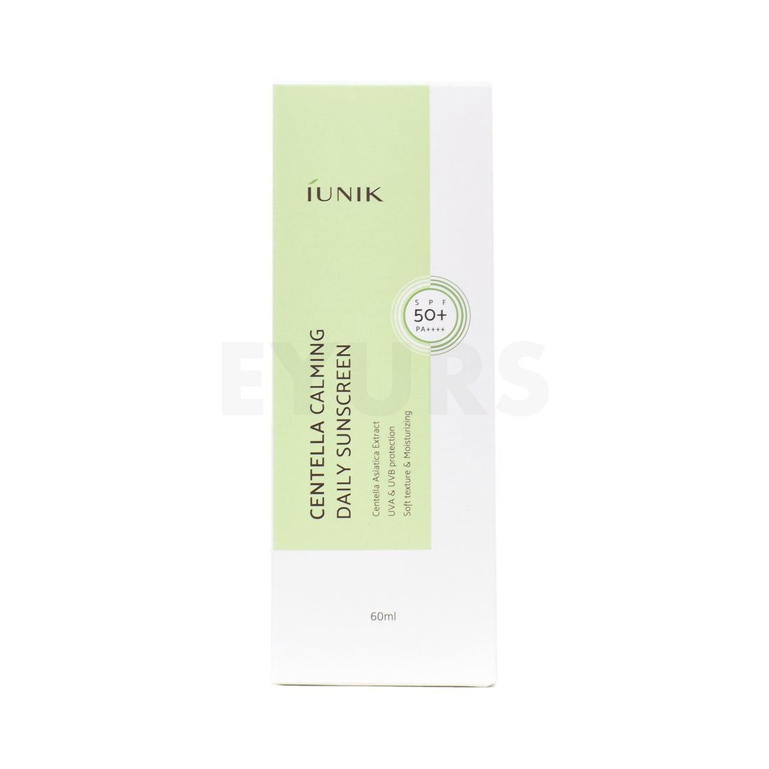 iunik centella calming daily sunscreen front side of packaging box