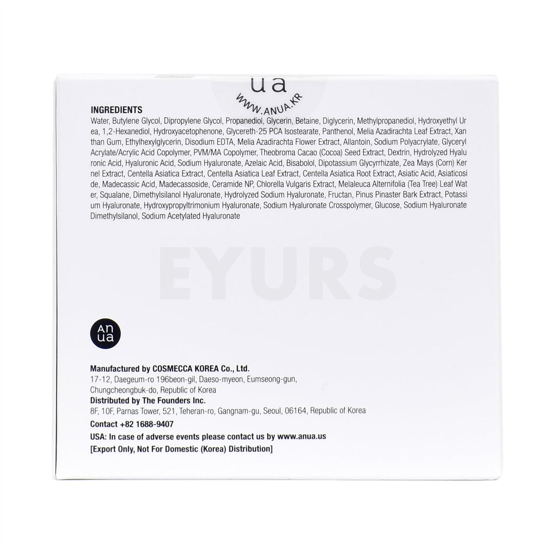 anua azelaic 10 hyaluron redness soothing pad back side packaging box