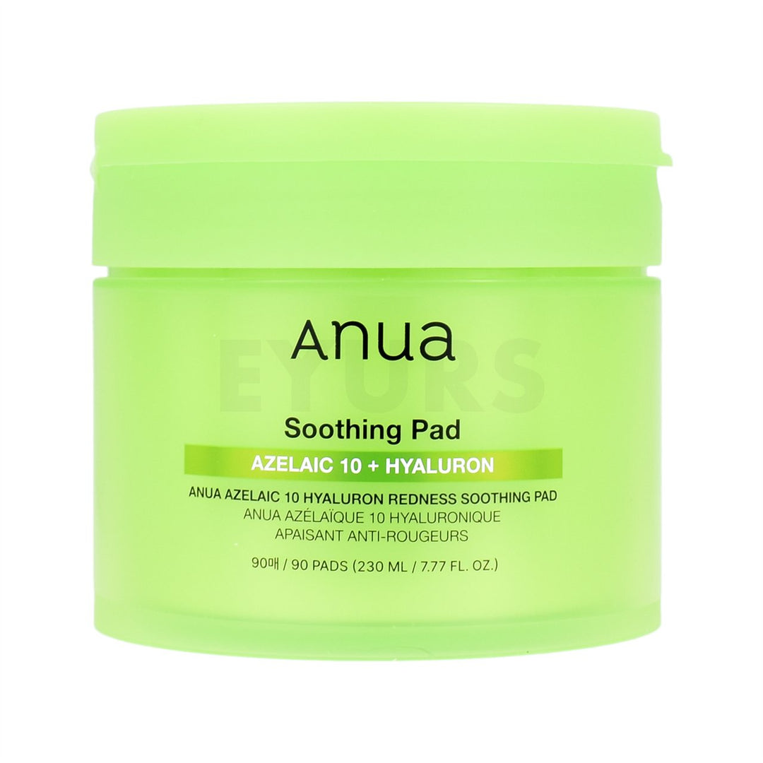 anua azelaic 10 hyaluron redness soothing pad front side of product