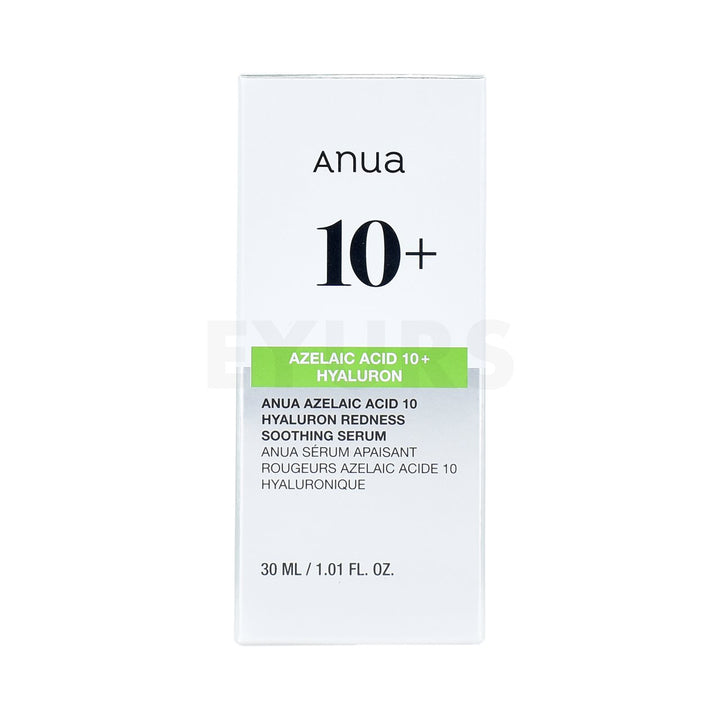 anua azelaic acid 10 hyaluron redness soothing serum front side packaging box