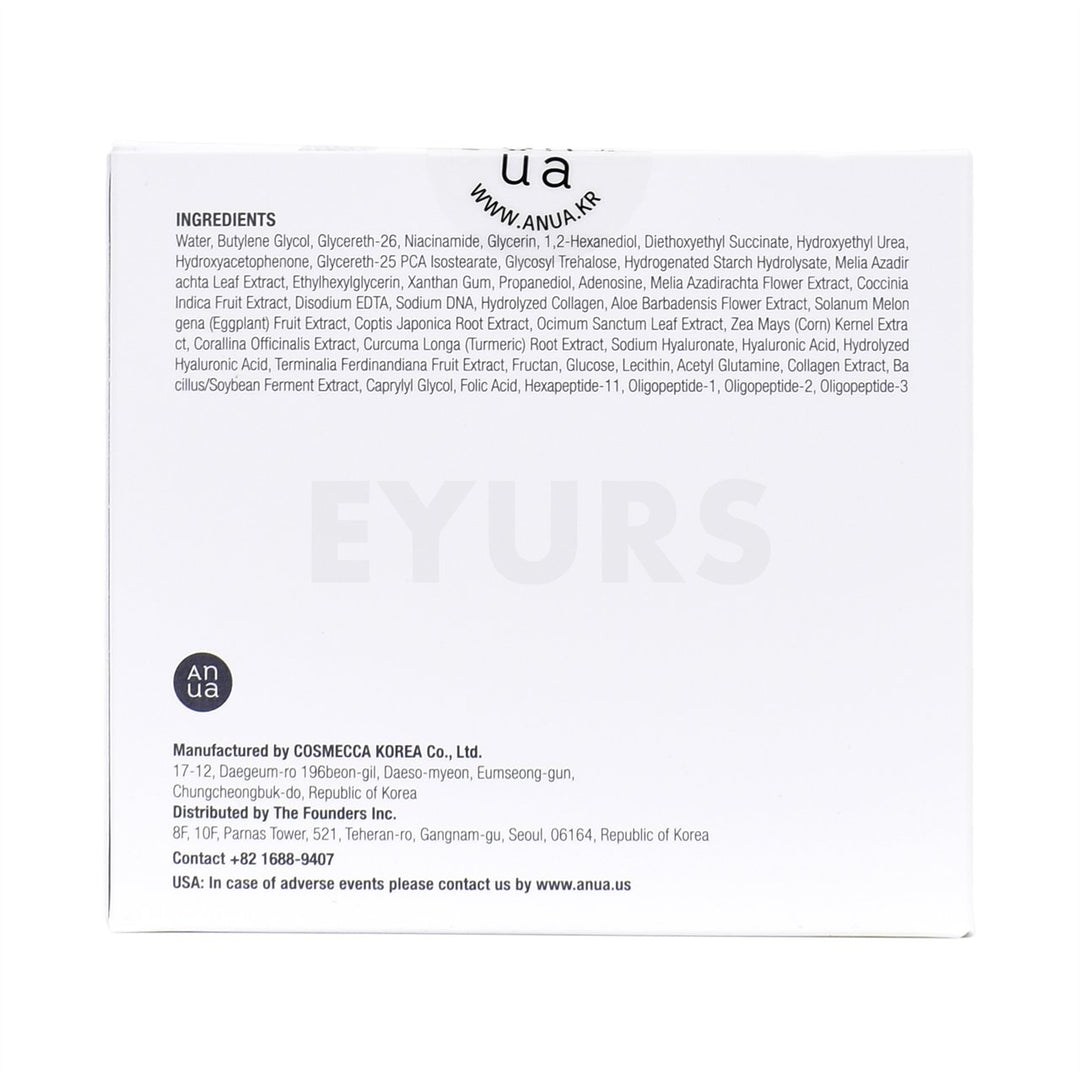 anua pdrn 100 hyaluronic acid glow pad back side packaging box