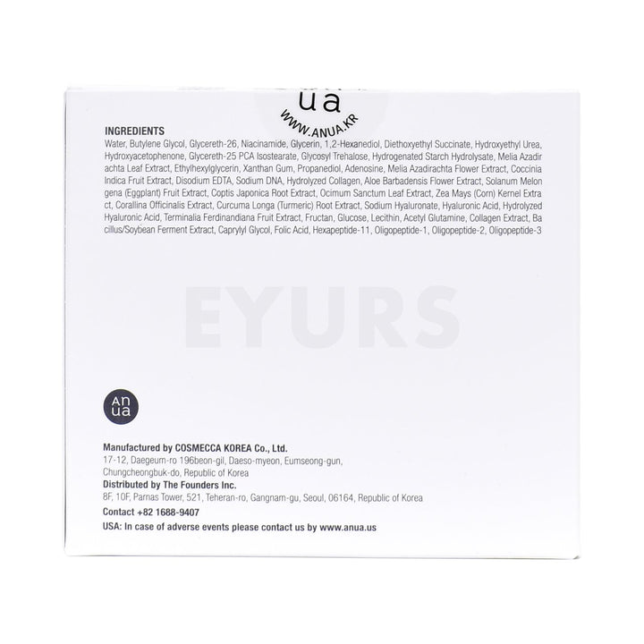 anua pdrn 100 hyaluronic acid glow pad back side packaging box