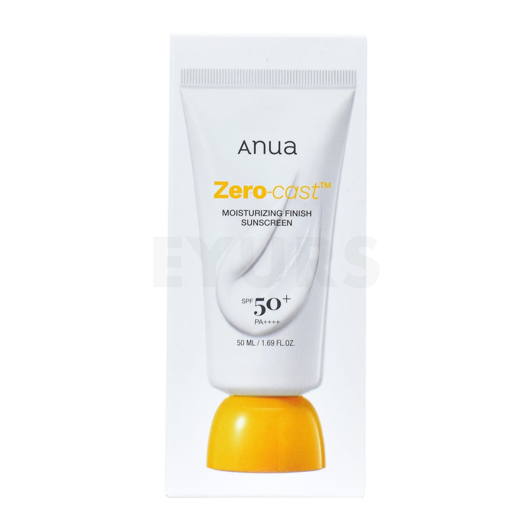 anua zero cast moisturizing finish sunscreen front side packaging box