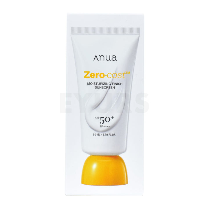anua zero cast moisturizing finish sunscreen front side packaging box