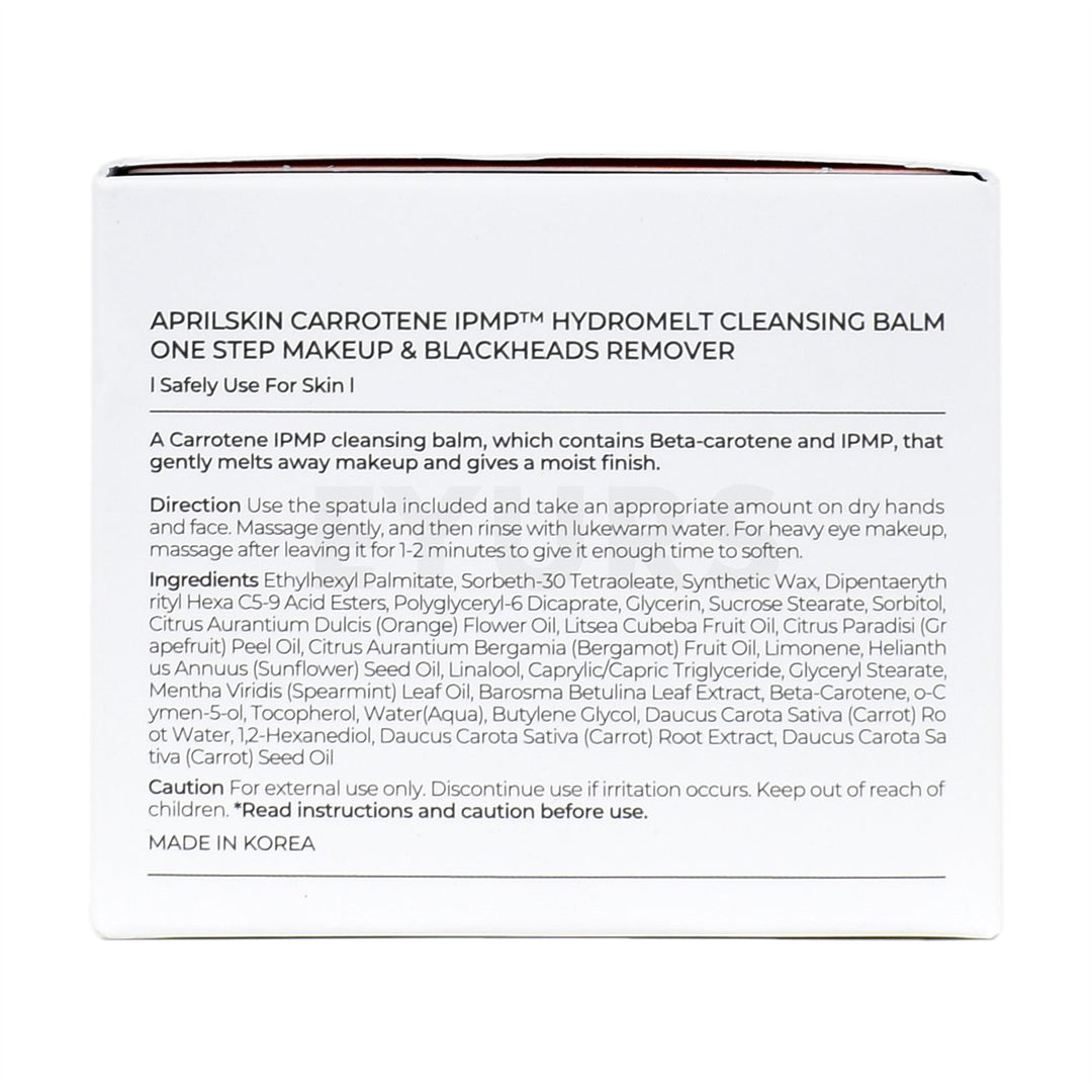aprilskin carrotene ipmp hydramelt cleansing balm left side packaging box