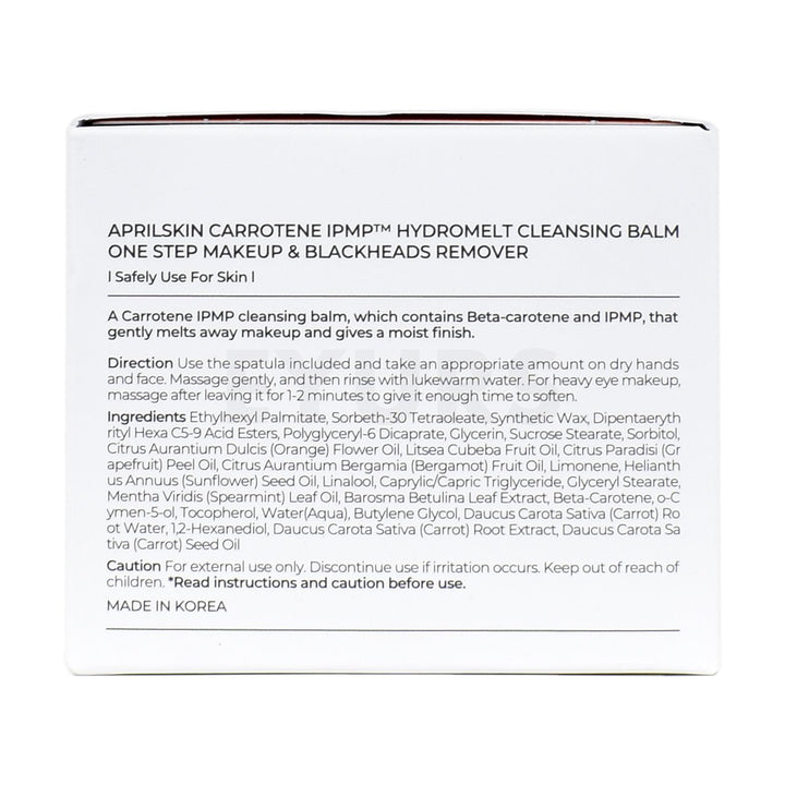 aprilskin carrotene ipmp hydramelt cleansing balm left side packaging box