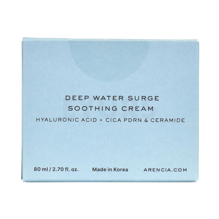 arencia deep water surge soothing cream back side packaging box