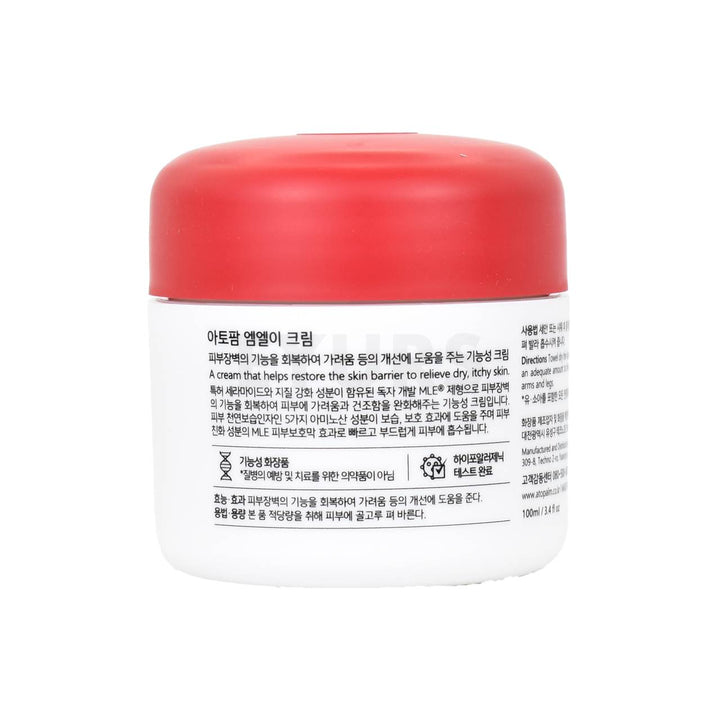 atopalm mle cream 100ml back of product