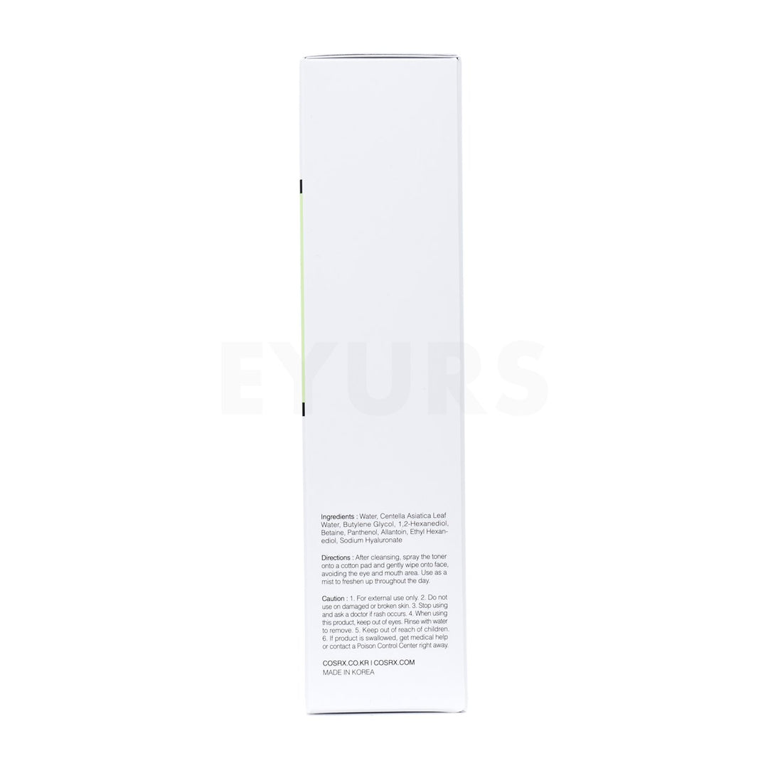cosrx centella water alcohol free toner front of product right side packaging box