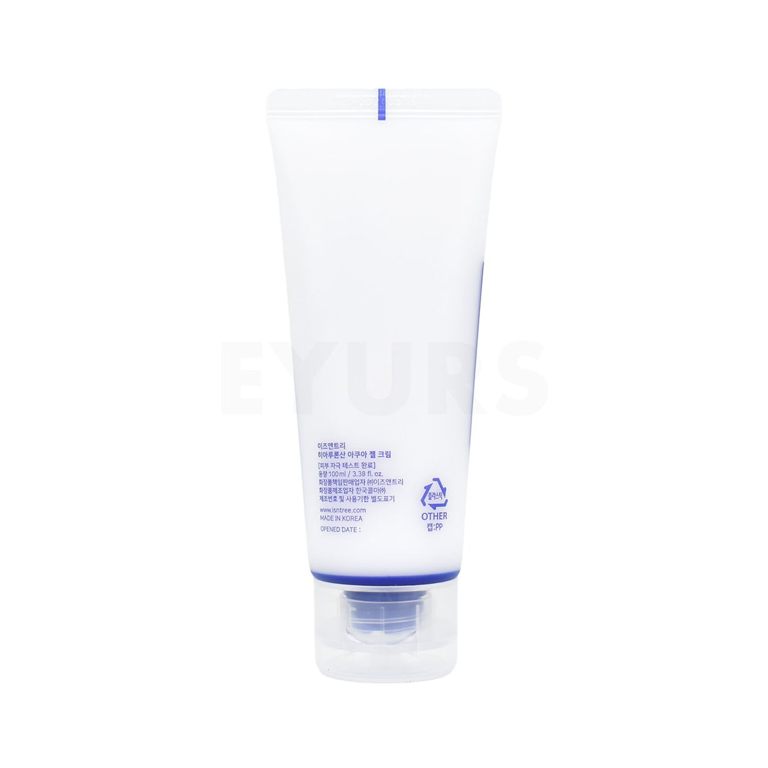 isntree hyaluronic acid aqua gel cream back of product