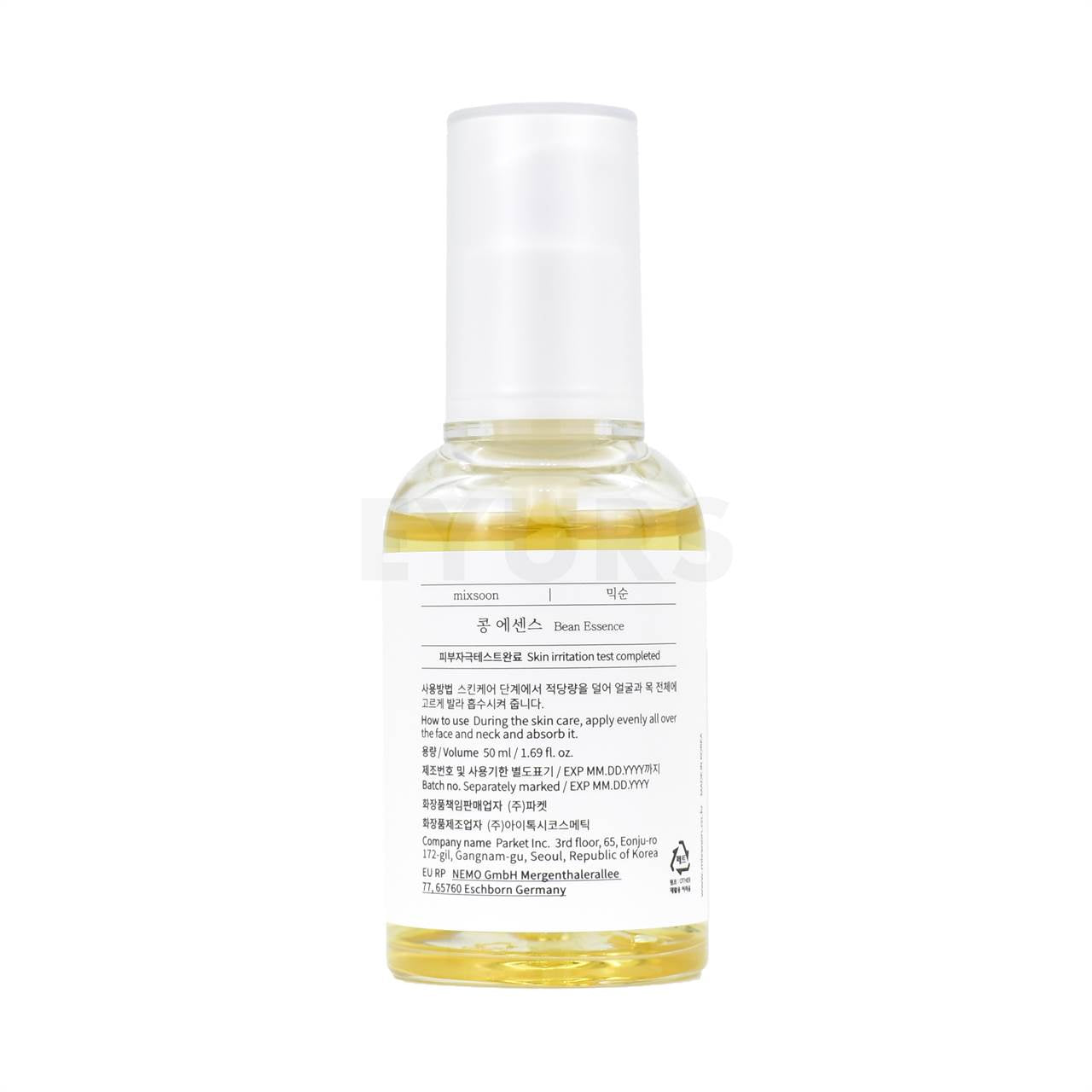 mixsoon bean essence 50ml back of product