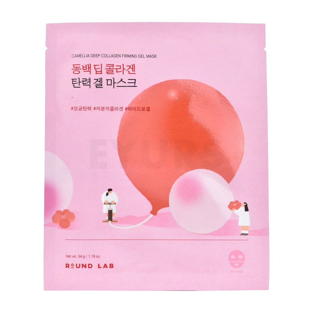 round lab camellia deep collagen firming gel mask front side of product