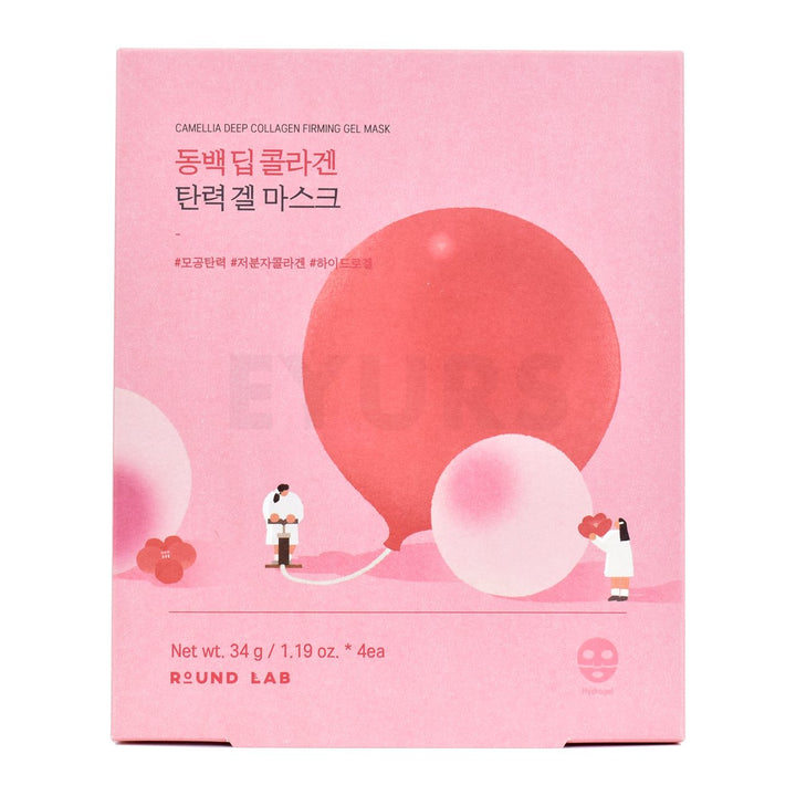 round lab camellia deep collagen firming gel mask pack of 4 front side of product