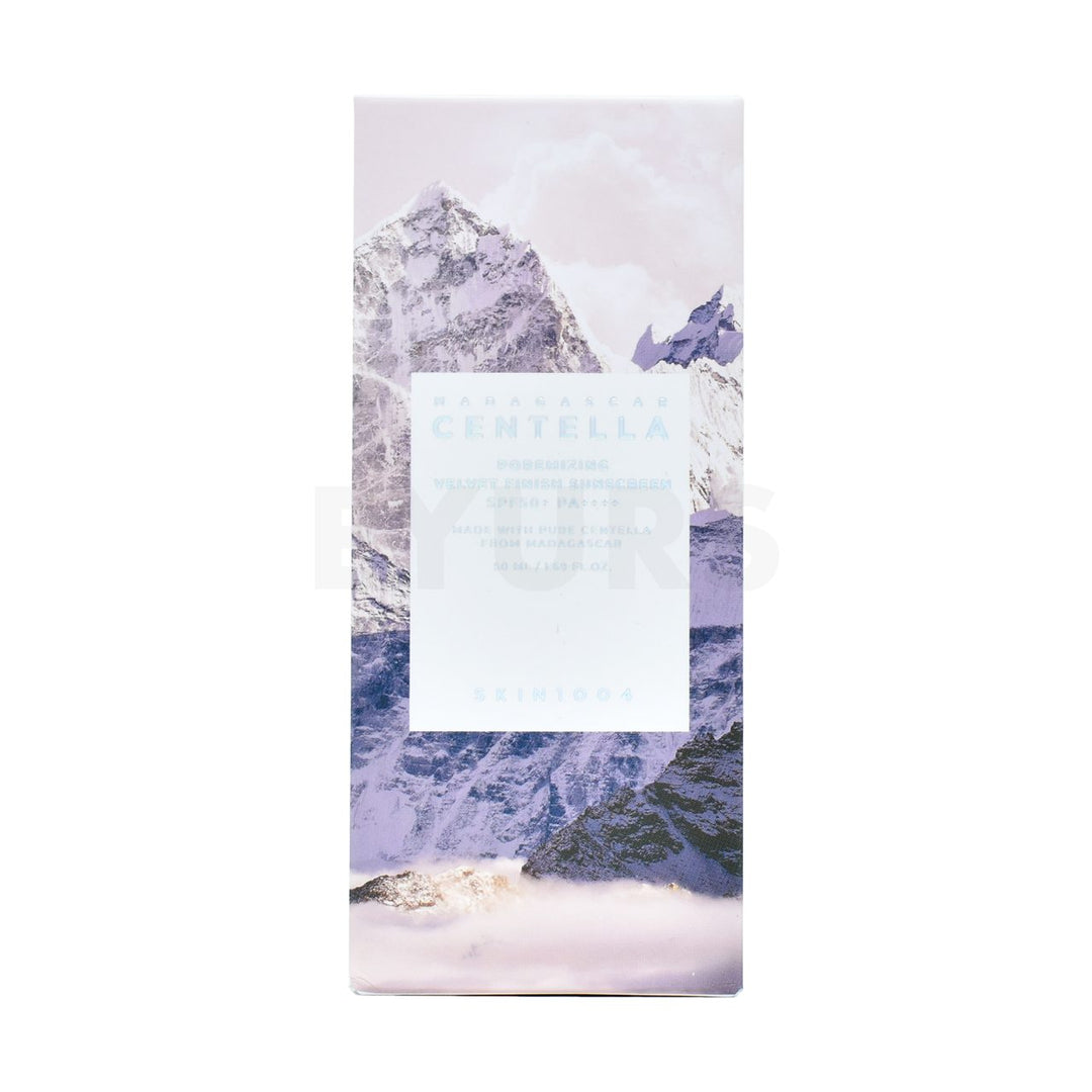 skin1004 madagascar centella poremizing velvet finish sunscreen front side packaging box