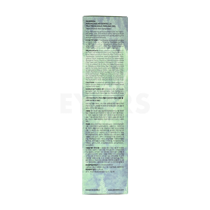 skin1004 madagascar centella tea trica mild peeling gel right side packaging box