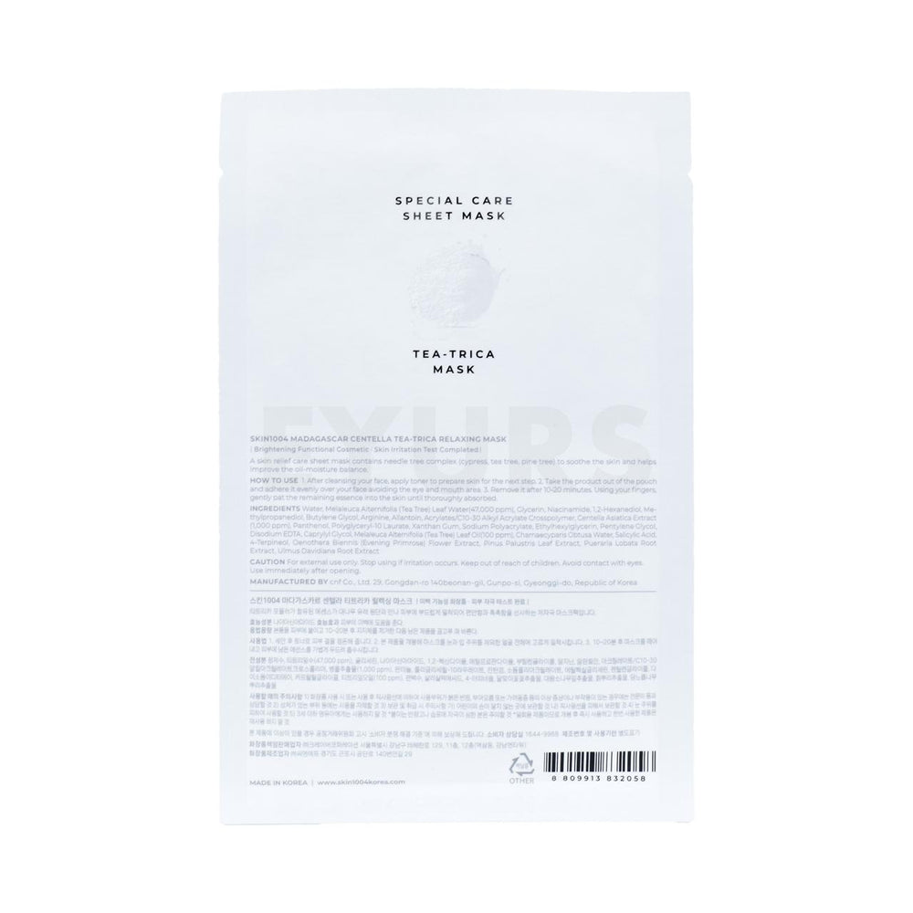 skin1004 madagascar centella tea trica relaxing mask back side of product