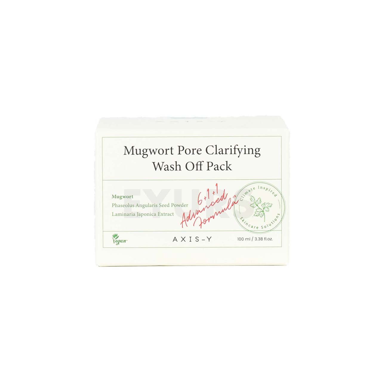 axis-y mugwort pore clarifying wash off pack front side packaging